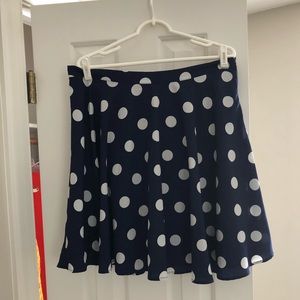 Navy and white polka dot skirt